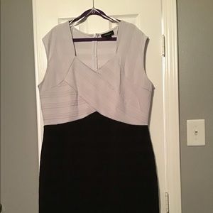 Ashley Stewart white top, black bottom dress
